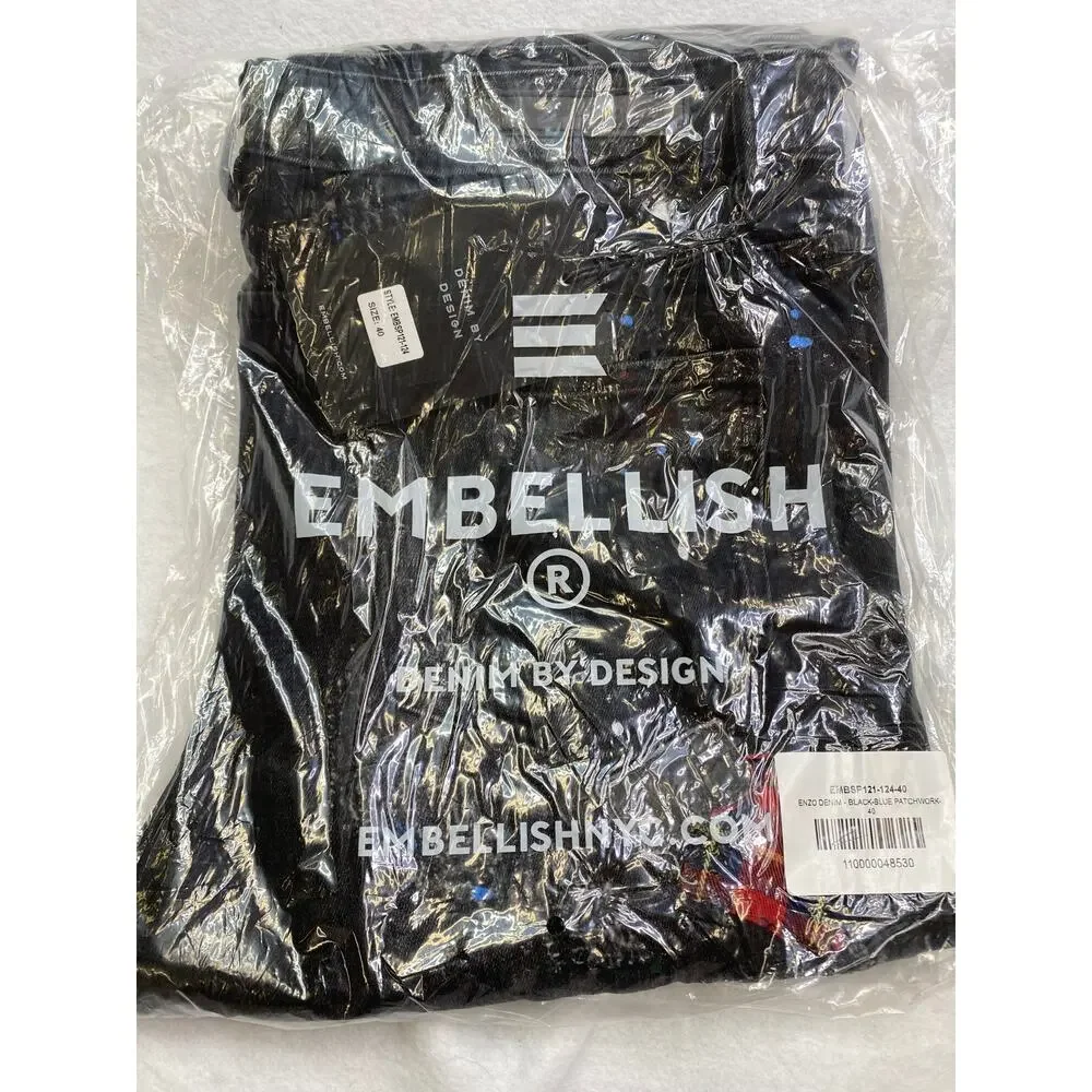 NWT Embellish Denim Enzo Denim, Black/Blue Patchwork, Mens 40, 140$ SOLD OUT! - Picture 4 of 6